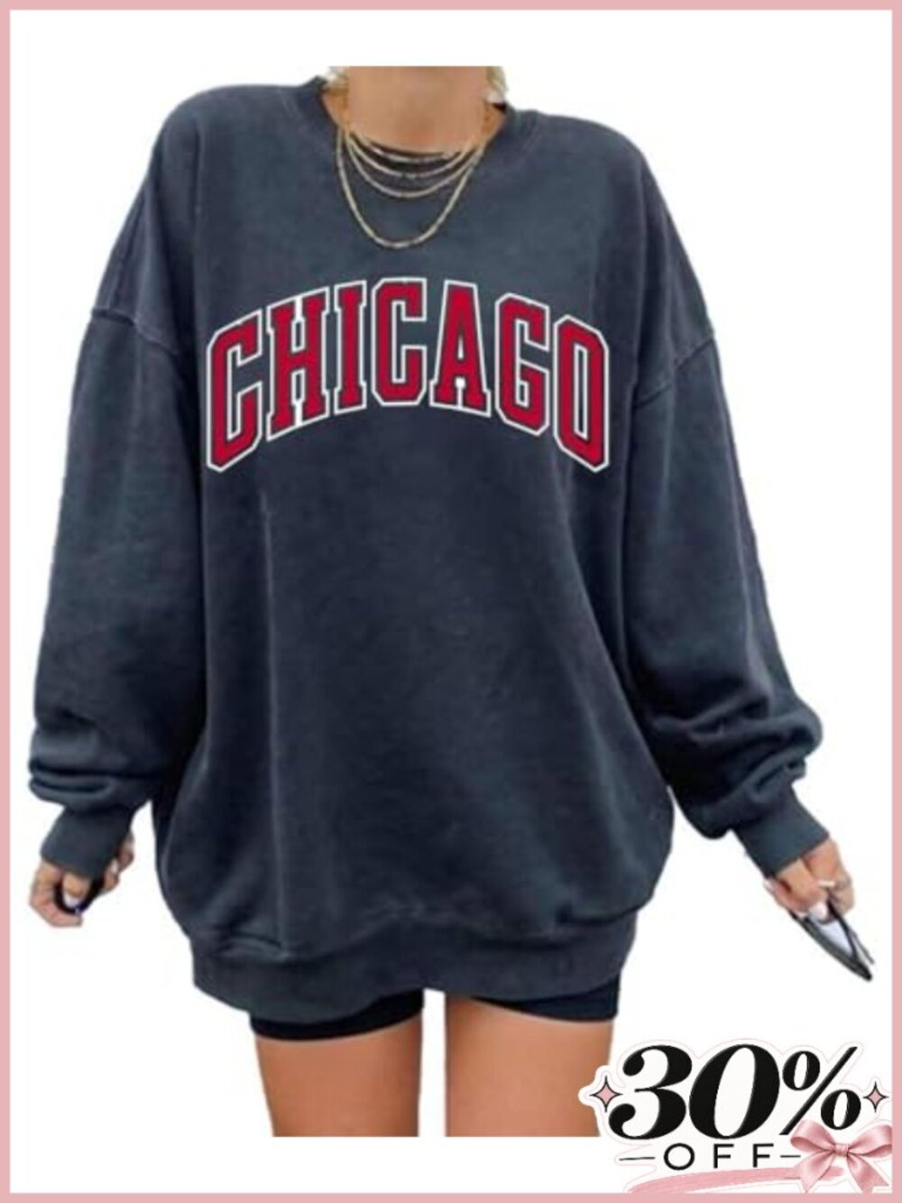 Oversized Pullover Sweatshirt Polyester Spandex Crewneck Long Sleeve Casual